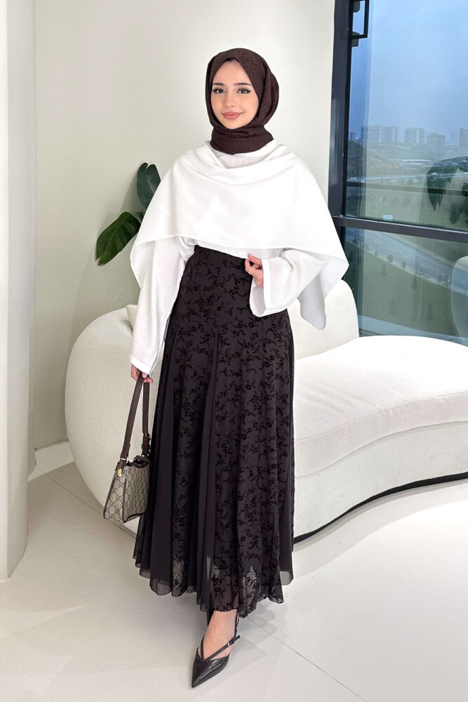 Şal Detaylı Yırtmaçlı Bluz - Ekru - ENMA (2)