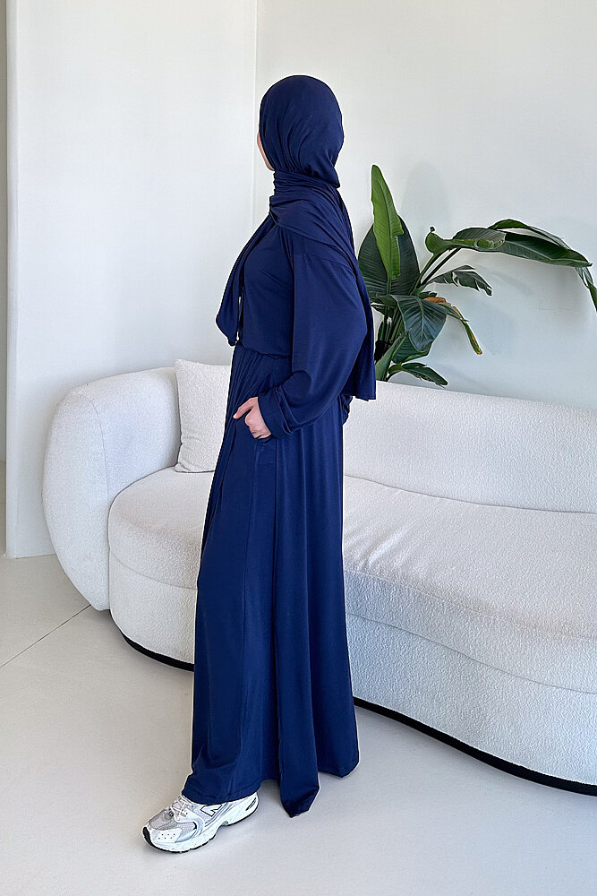 Şallı Etek Pantolon Penye Takım - Lacivert - ALLMİSS (5)