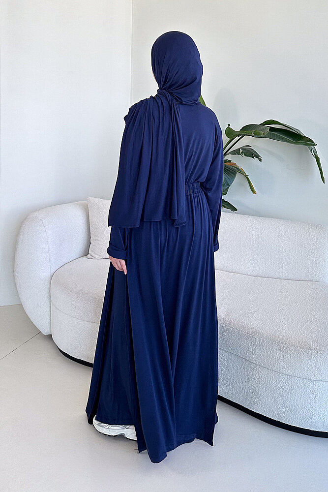 Şallı Etek Pantolon Penye Takım - Lacivert - 8