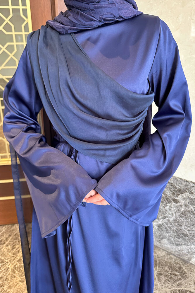 San Remo Saten Abaya - Lacivert - 4
