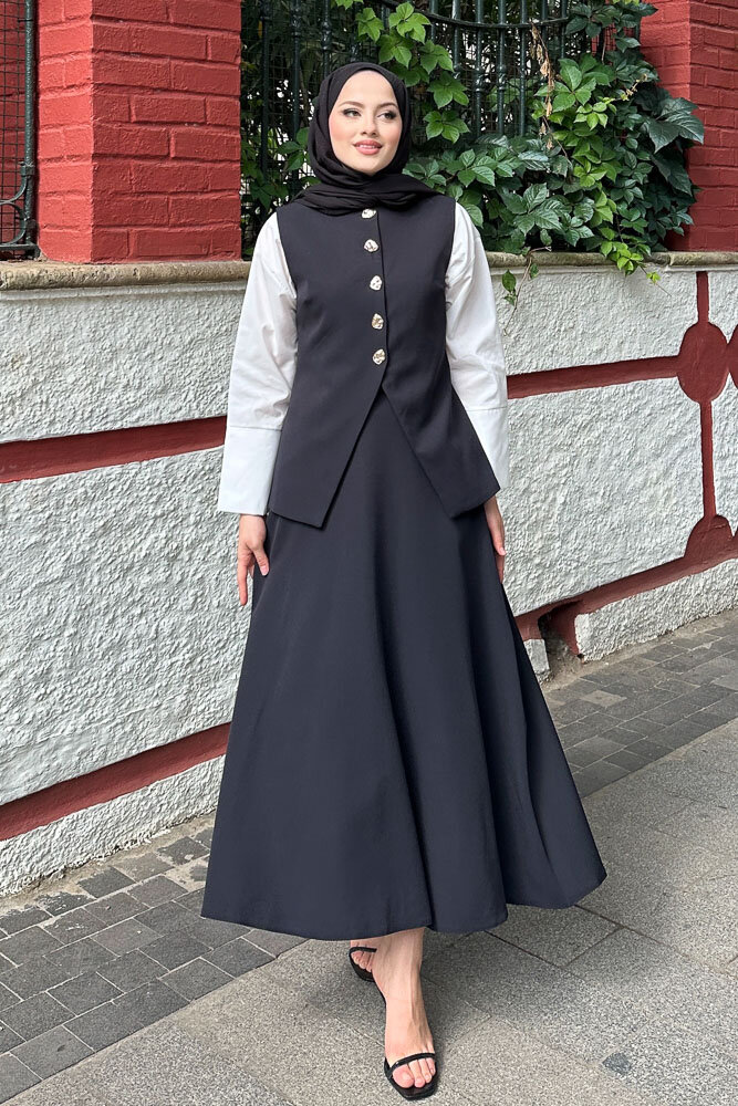 Sean Düğmeli Yelekli Takım - Siyah - 6