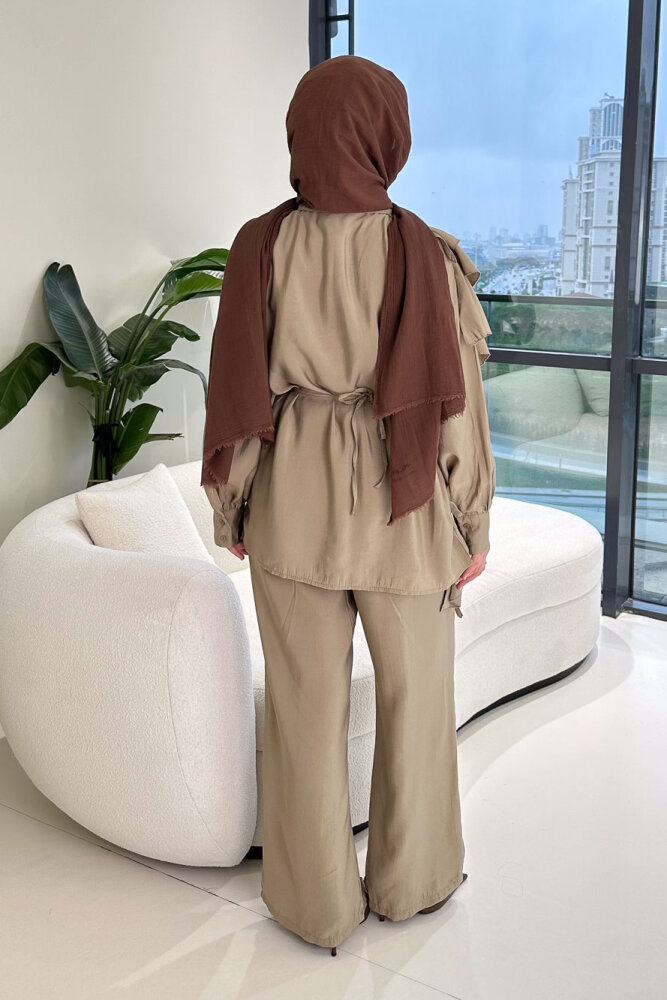 Chic Volan Detaylı Pantolon Takım - Haki - 6