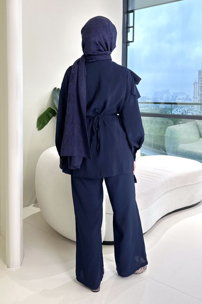 Chic Volan Detaylı Pantolon Takım - Lacivert - 8