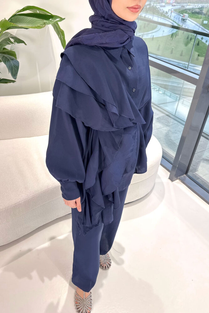 Chic Volan Detaylı Pantolon Takım - Lacivert - ENMA (5)