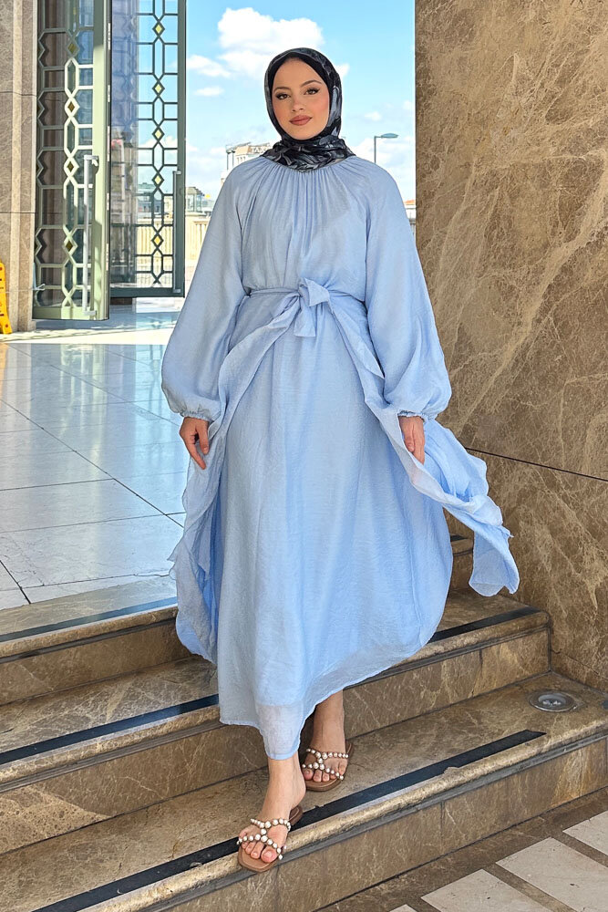 Seyyar Etekli Tül Elbise - Mavi - ENMA (3)