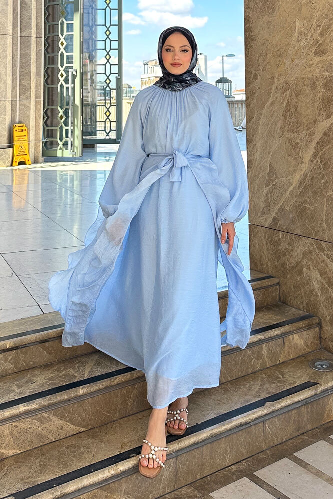 Seyyar Etekli Tül Elbise - Mavi - ENMA (1)