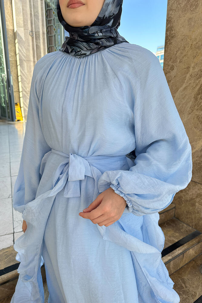 Seyyar Etekli Tül Elbise - Mavi - ENMA (5)