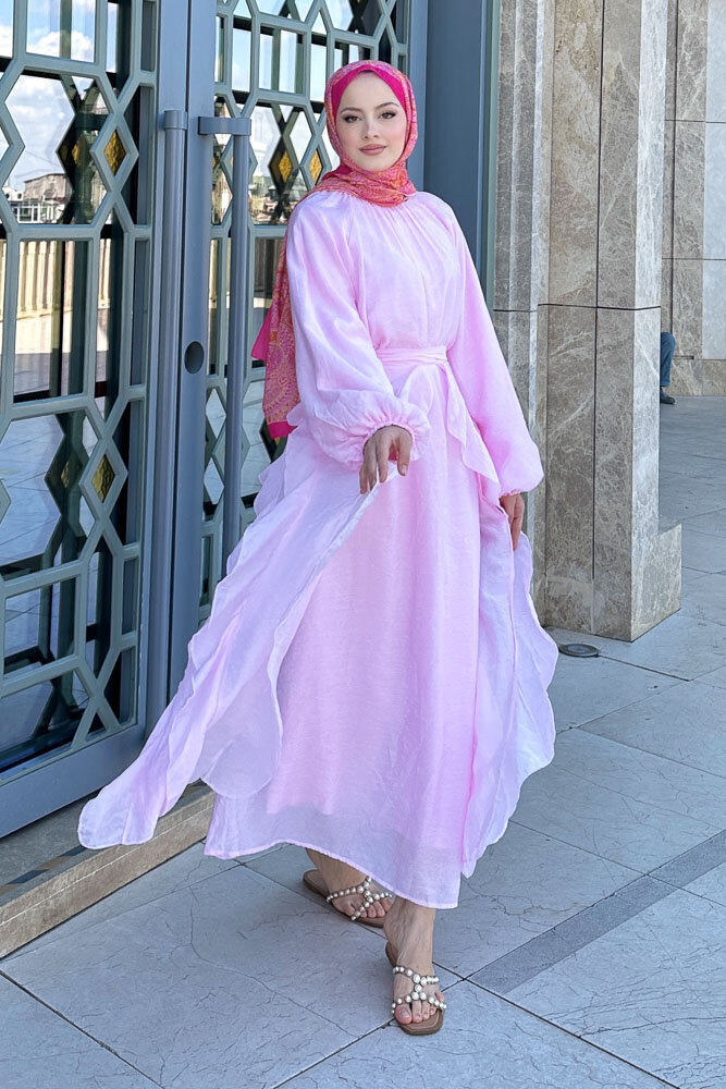 Seyyar Etekli Tül Elbise - Pembe 