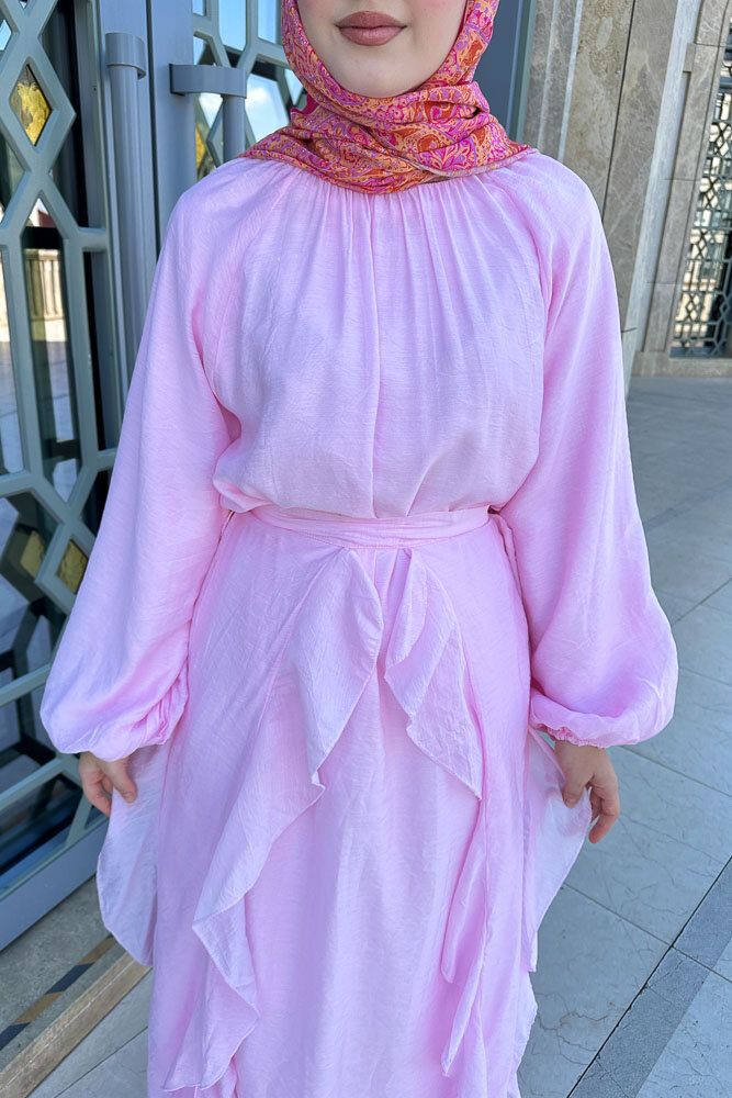 Seyyar Etekli Tül Elbise - Pembe - 8