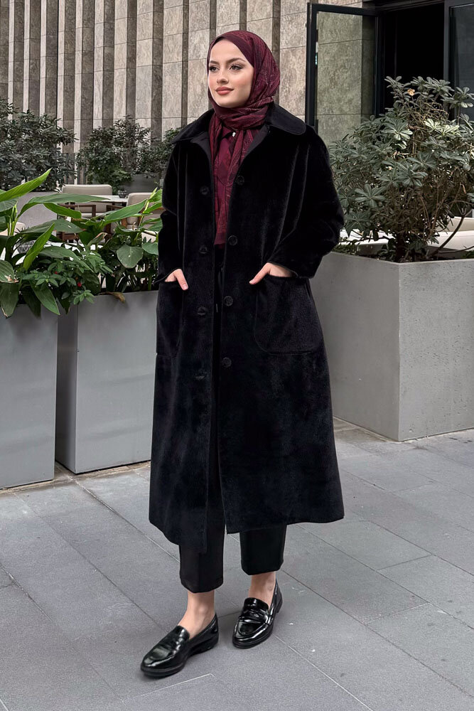 Shani Peluş Kaban - Siyah - 1