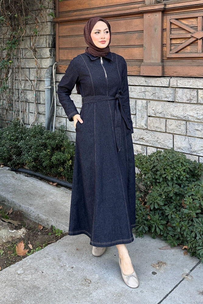 Wave Kot Elbise - Lacivert - PUANE (3)