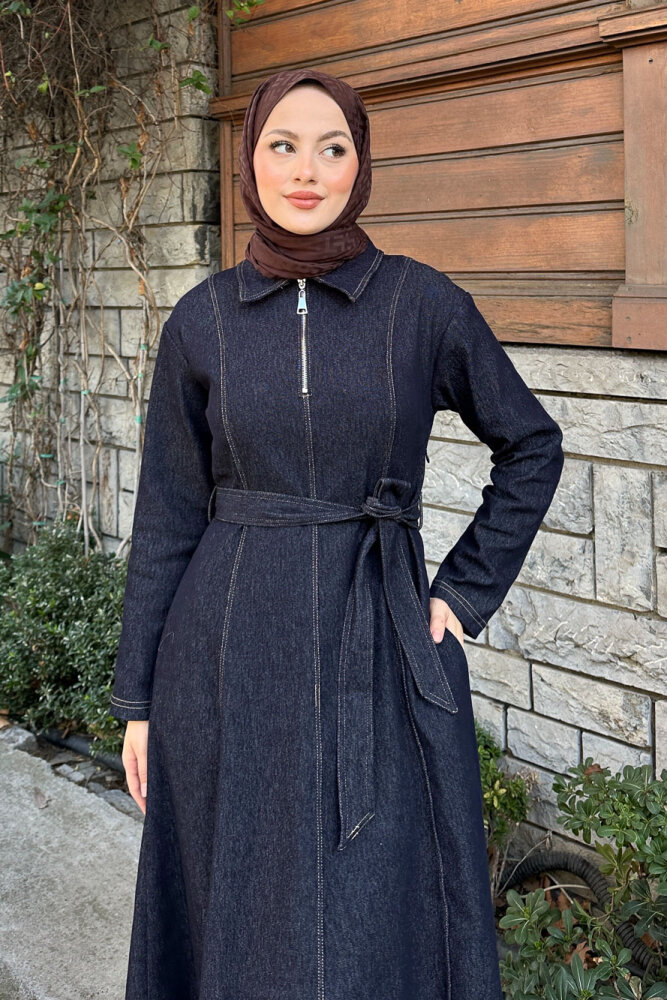 Wave Kot Elbise - Lacivert - 7