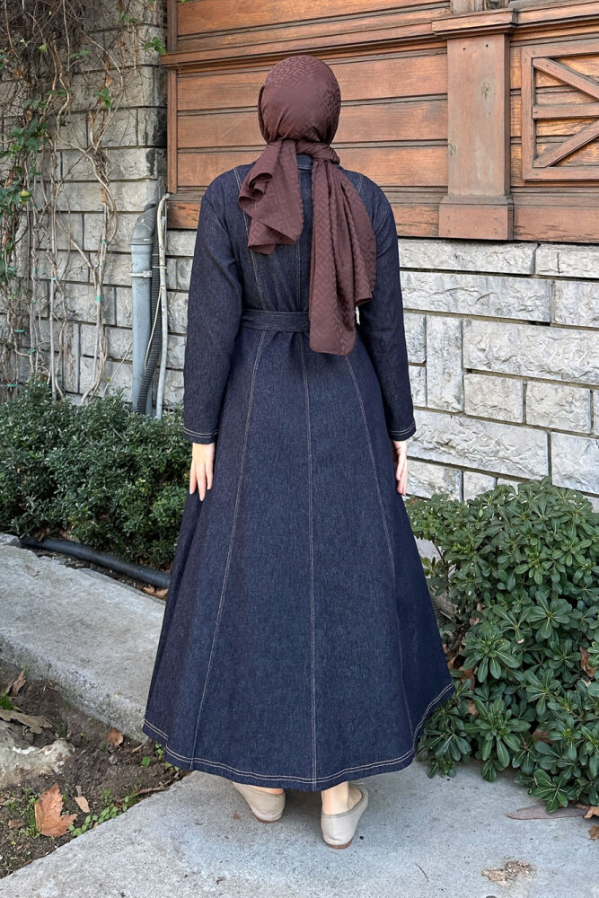 Wave Kot Elbise - Lacivert - 8