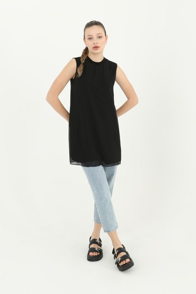 Şifon Kolsuz İçlik - Siyah - PUANE (2)