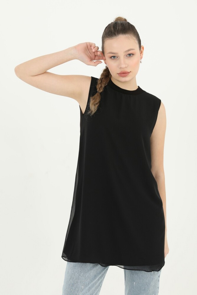 Şifon Kolsuz İçlik - Siyah - PUANE (4)