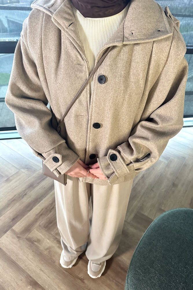 Snowfall Düğmeli Kısa Kaban - Bej - ALLMİSS (3)