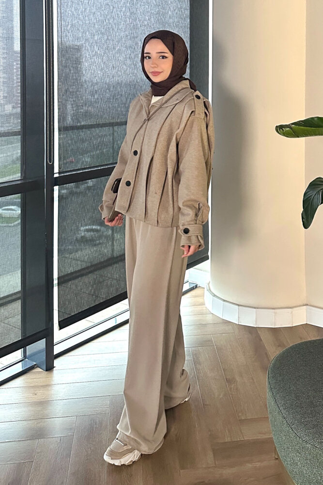 Snowfall Düğmeli Kısa Kaban - Bej - ALLMİSS (0)