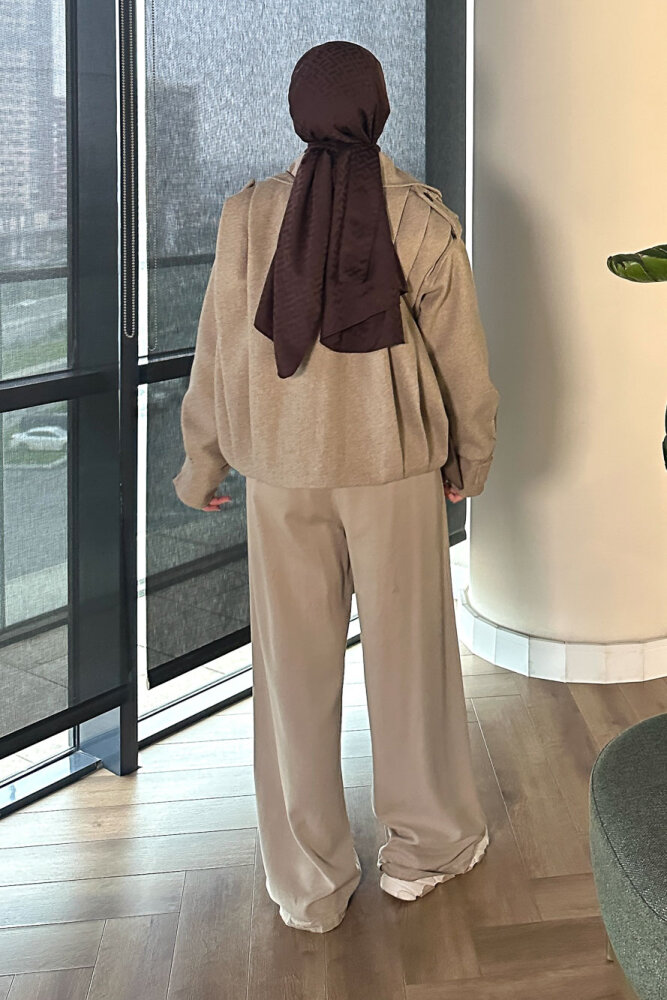 Snowfall Düğmeli Kısa Kaban - Bej - 7