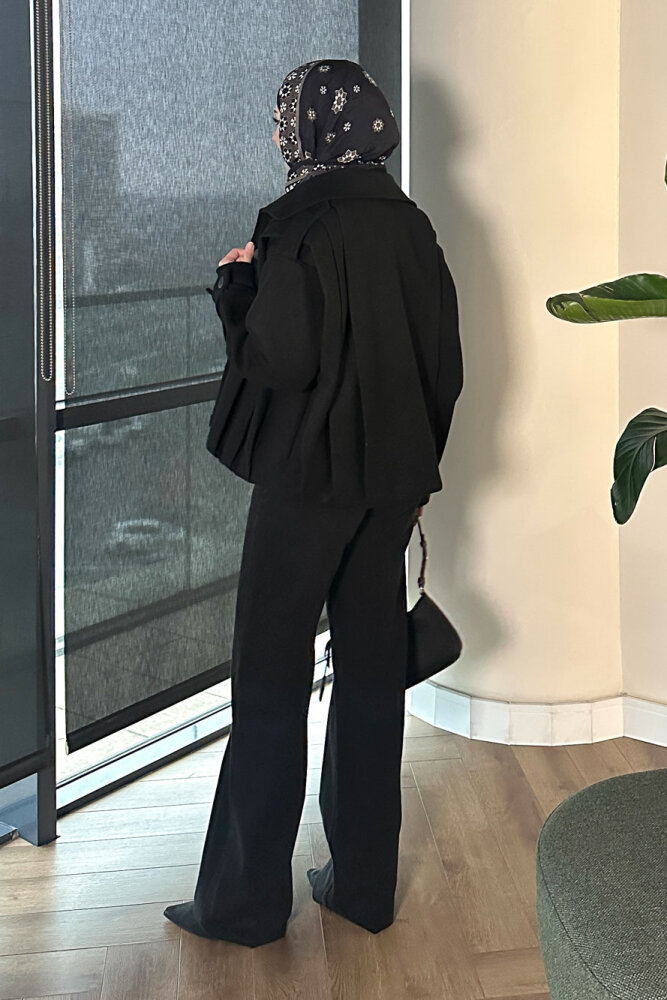 Snowfall Düğmeli Kısa Kaban - Siyah - 5