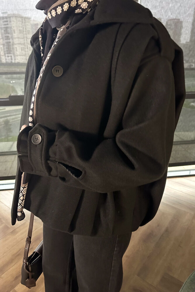 Snowfall Düğmeli Kısa Kaban - Siyah - ALLMİSS (3)