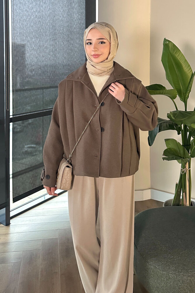 Snowfall Düğmeli Kısa Kaban - Vizon - ALLMİSS (5)