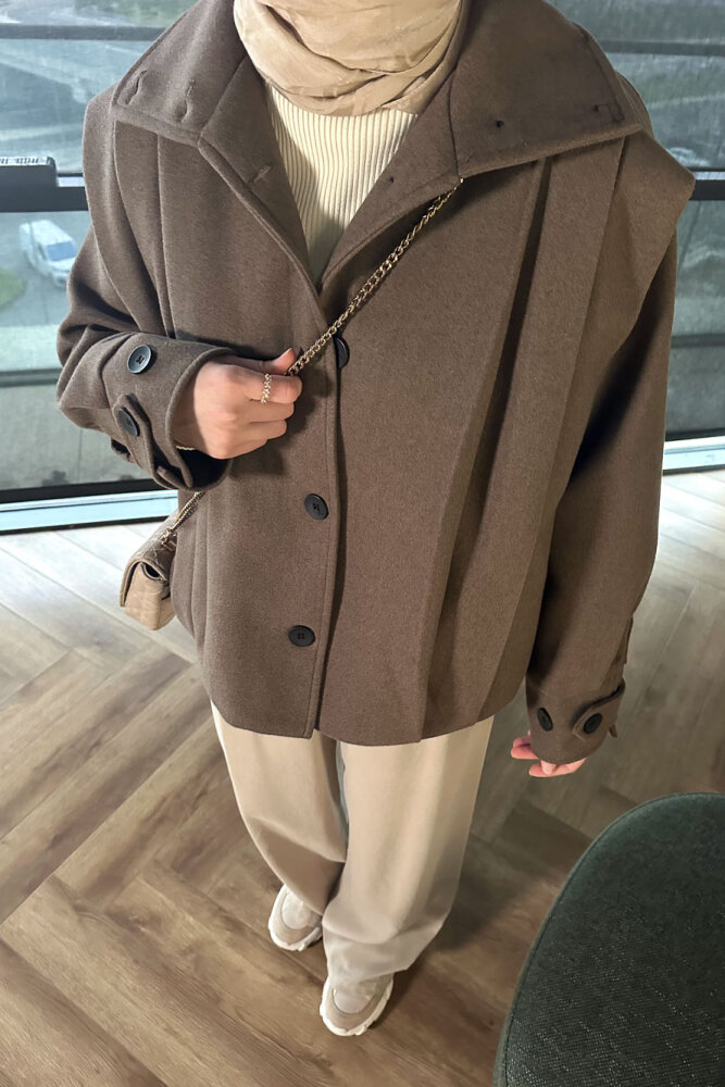 Snowfall Düğmeli Kısa Kaban - Vizon - 7