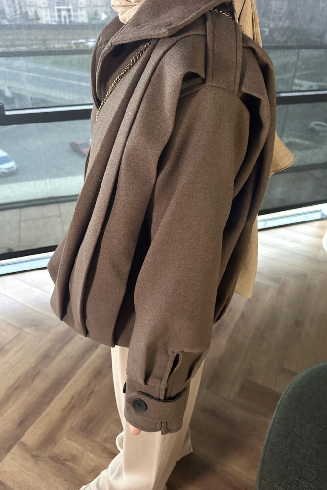 Snowfall Düğmeli Kısa Kaban - Vizon - 5