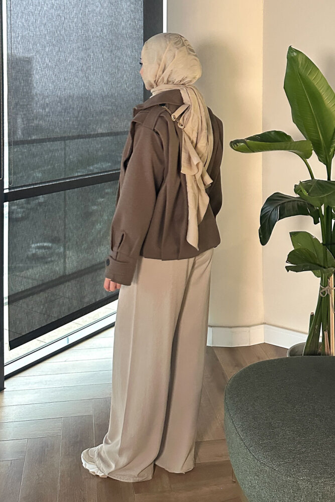 Snowfall Düğmeli Kısa Kaban - Vizon - 8