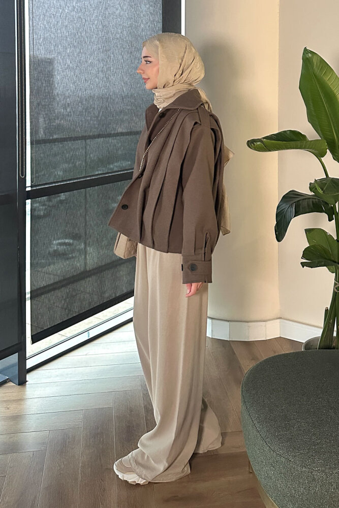 Snowfall Düğmeli Kısa Kaban - Vizon - ALLMİSS (3)