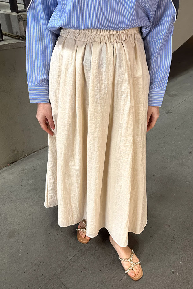 Suki Beli Lastikli Etek - Bej - LİNE (1)