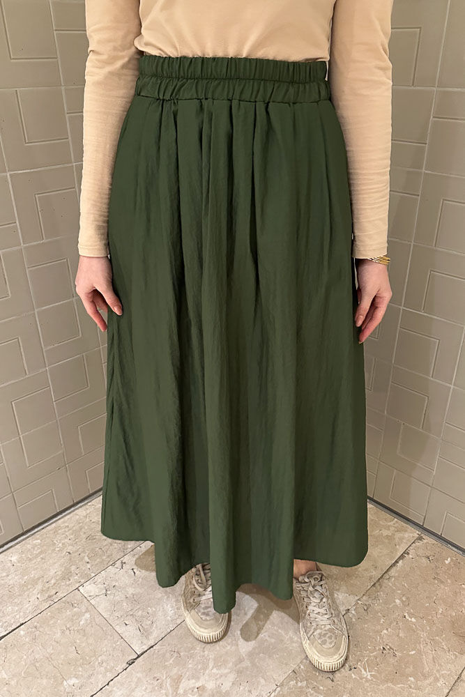 Suki Beli Lastikli Etek - Haki - LİNE (3)