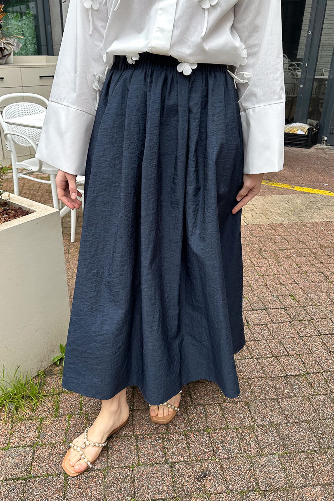 Suki Beli Lastikli Etek - Lacivert - LİNE (3)