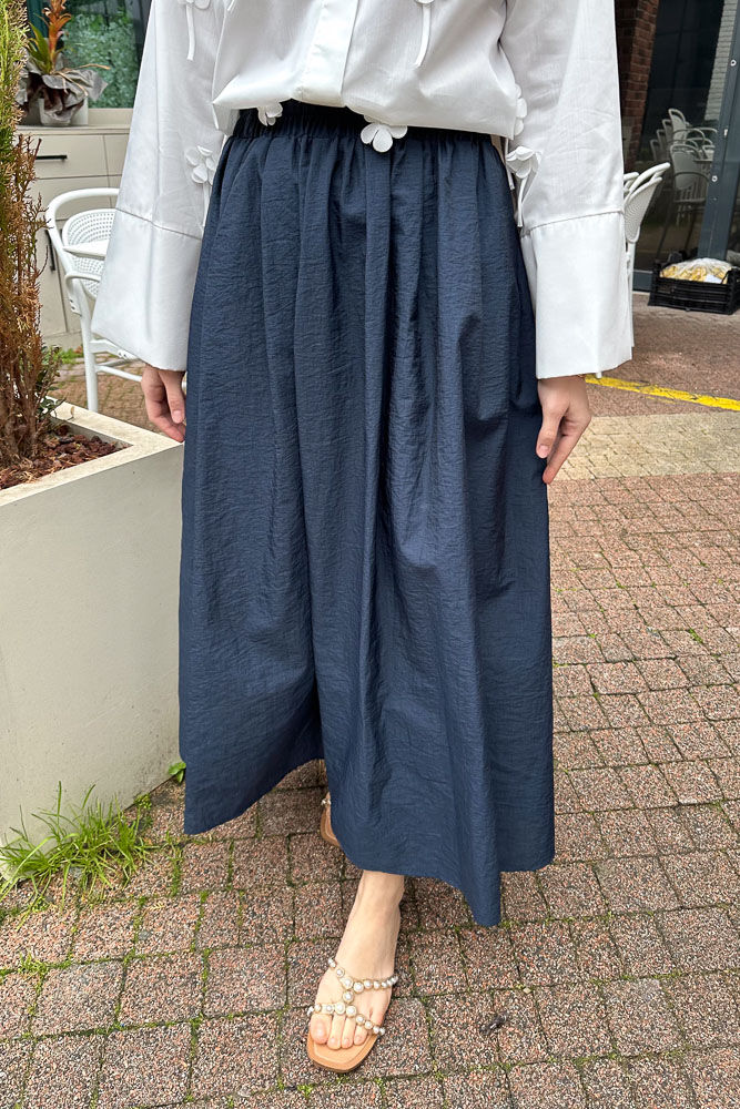 Suki Beli Lastikli Etek - Lacivert - LİNE (4)