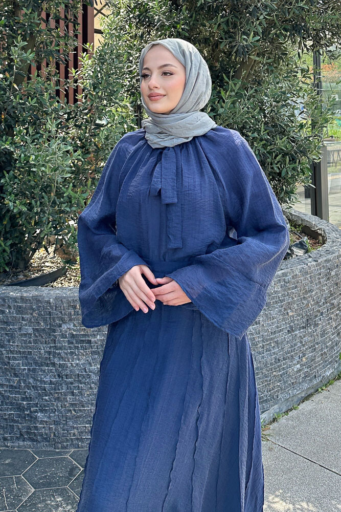 Sunny Yakası Bağlamalı İnce Takım - Lacivert - 6