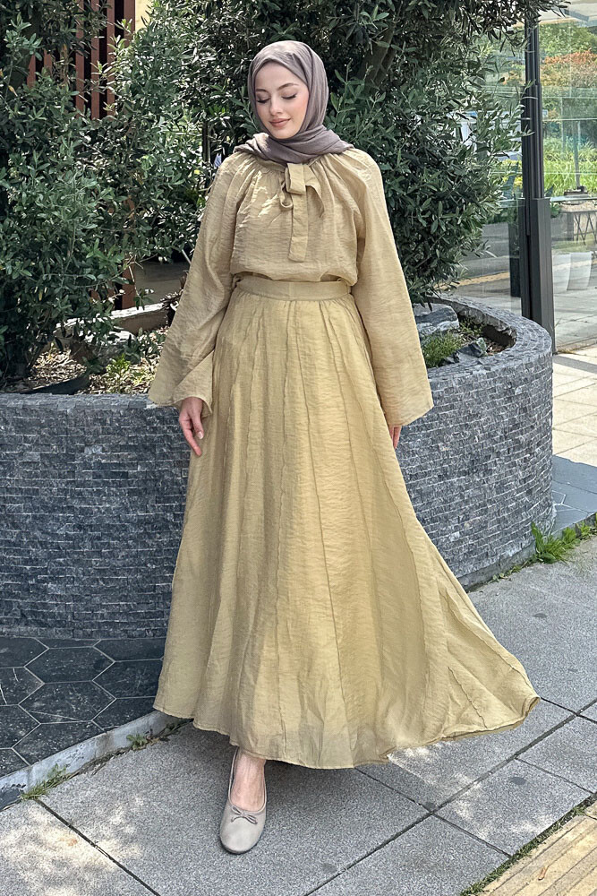 Sunny Yakası Bağlamalı İnce Takım - Yağ Yeşili - 3