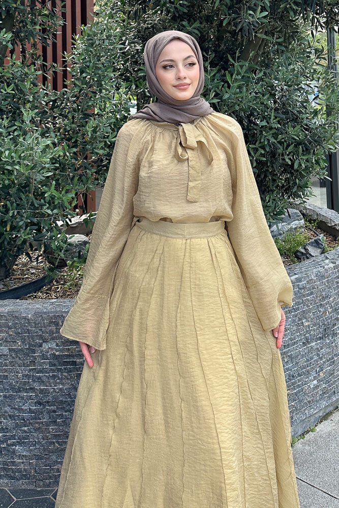 Sunny Yakası Bağlamalı İnce Takım - Yağ Yeşili - 6