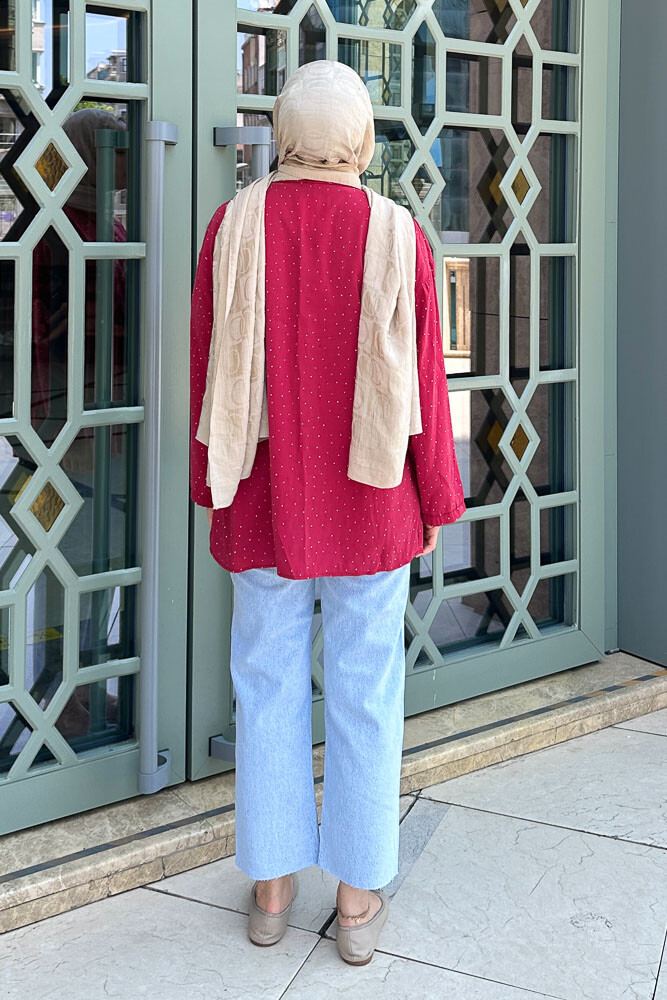 Taşlı Gömlek - Bordo - ENMA (5)