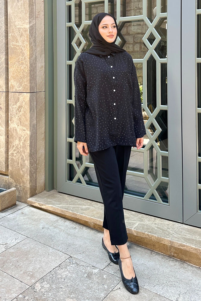 Taşlı Gömlek - Siyah - ENMA (3)