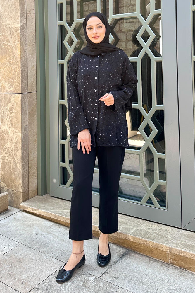 Taşlı Gömlek - Siyah - ENMA (4)