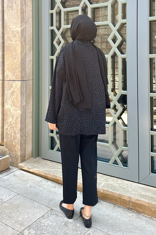 Taşlı Gömlek - Siyah - 8