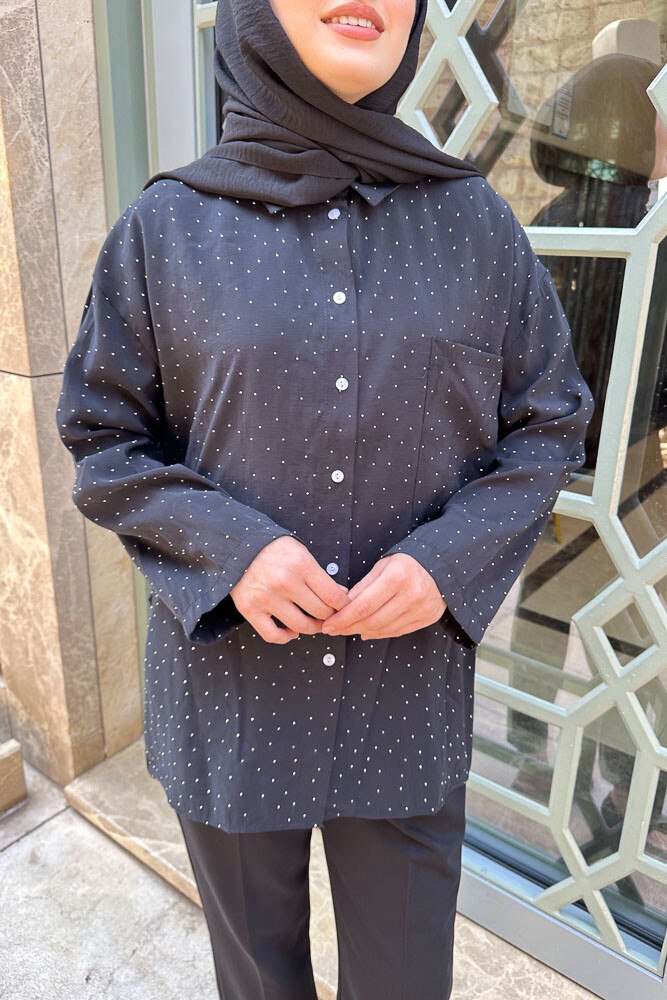 Taşlı Gömlek - Siyah - ENMA (2)