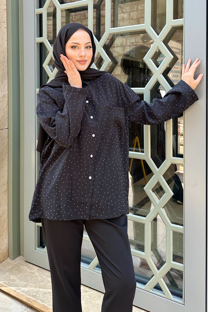 Taşlı Gömlek - Siyah - ENMA (5)