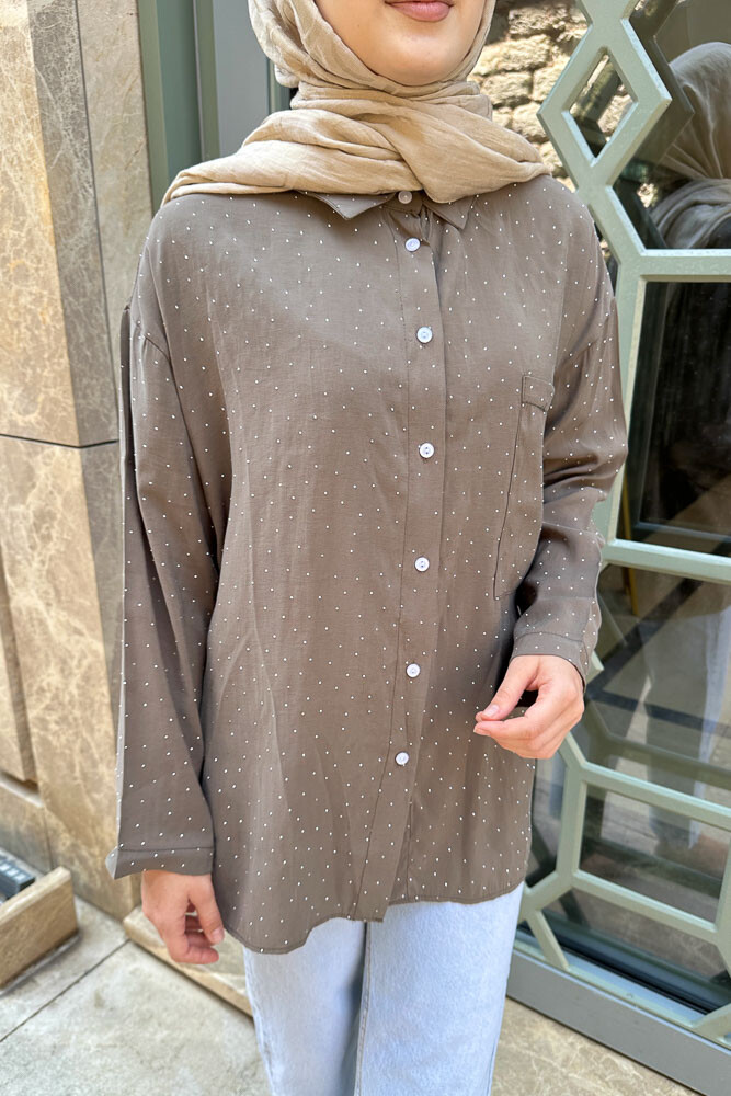 Taşlı Gömlek - Vizon - ENMA (1)