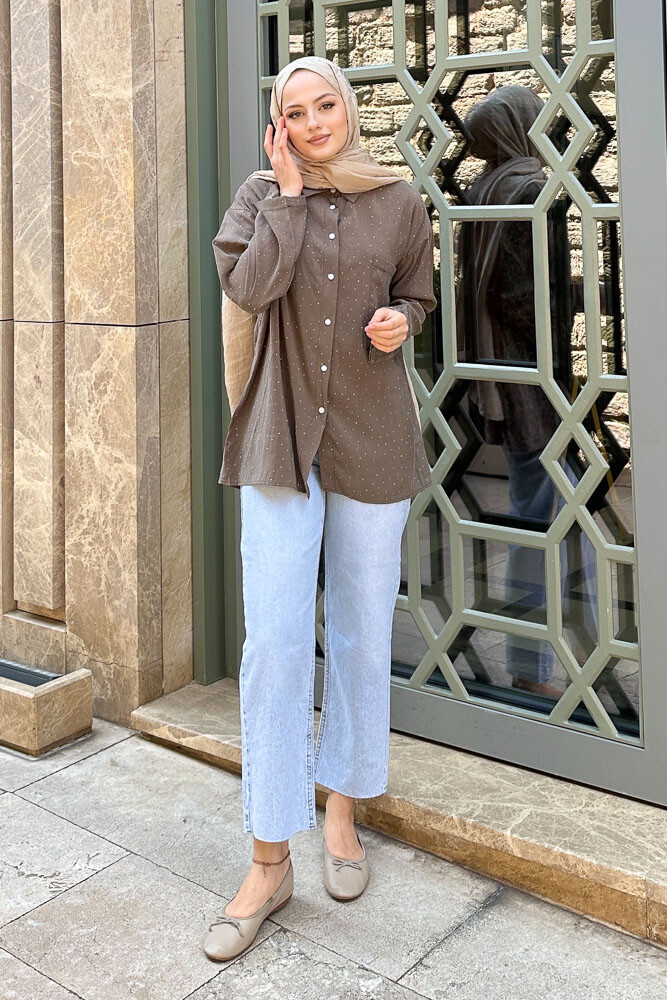 Taşlı Gömlek - Vizon - ENMA (3)