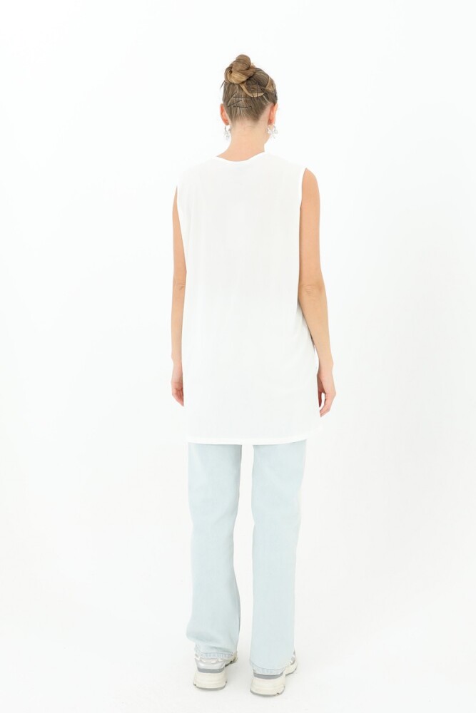 Taşlı Kolsuz İçlik - Ekru - PUANE (5)