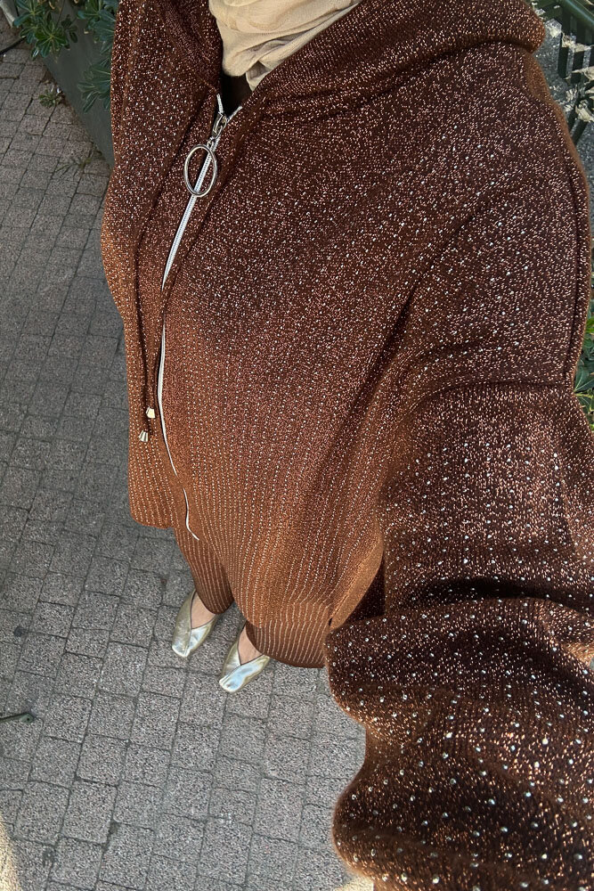 Taşlı Triko Takım - Kahverengi - HEWES (2)