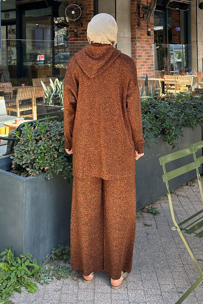 Taşlı Triko Takım - Kahverengi - 7