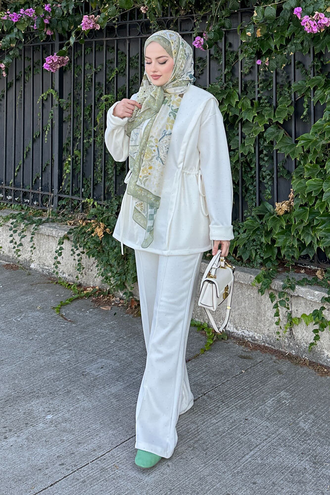 Taşlı Tünel Detaylı Takım - Ekru - HENZA (1)