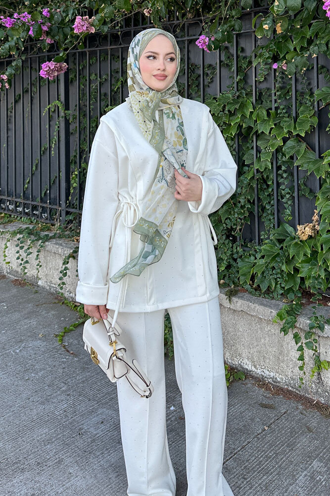 Taşlı Tünel Detaylı Takım - Ekru - HENZA (2)