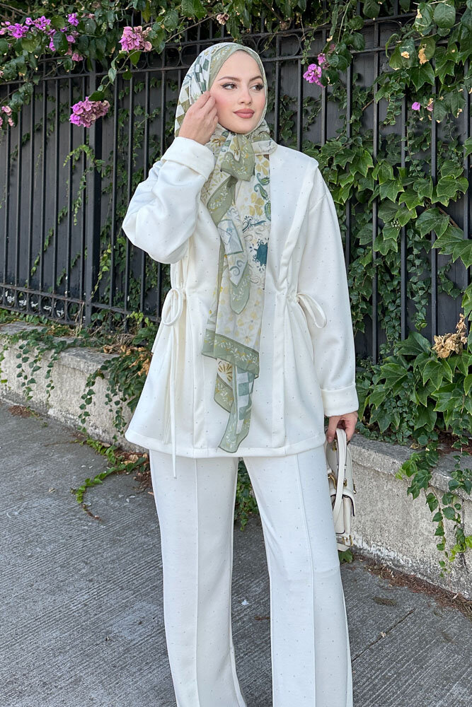 Taşlı Tünel Detaylı Takım - Ekru - HENZA (4)